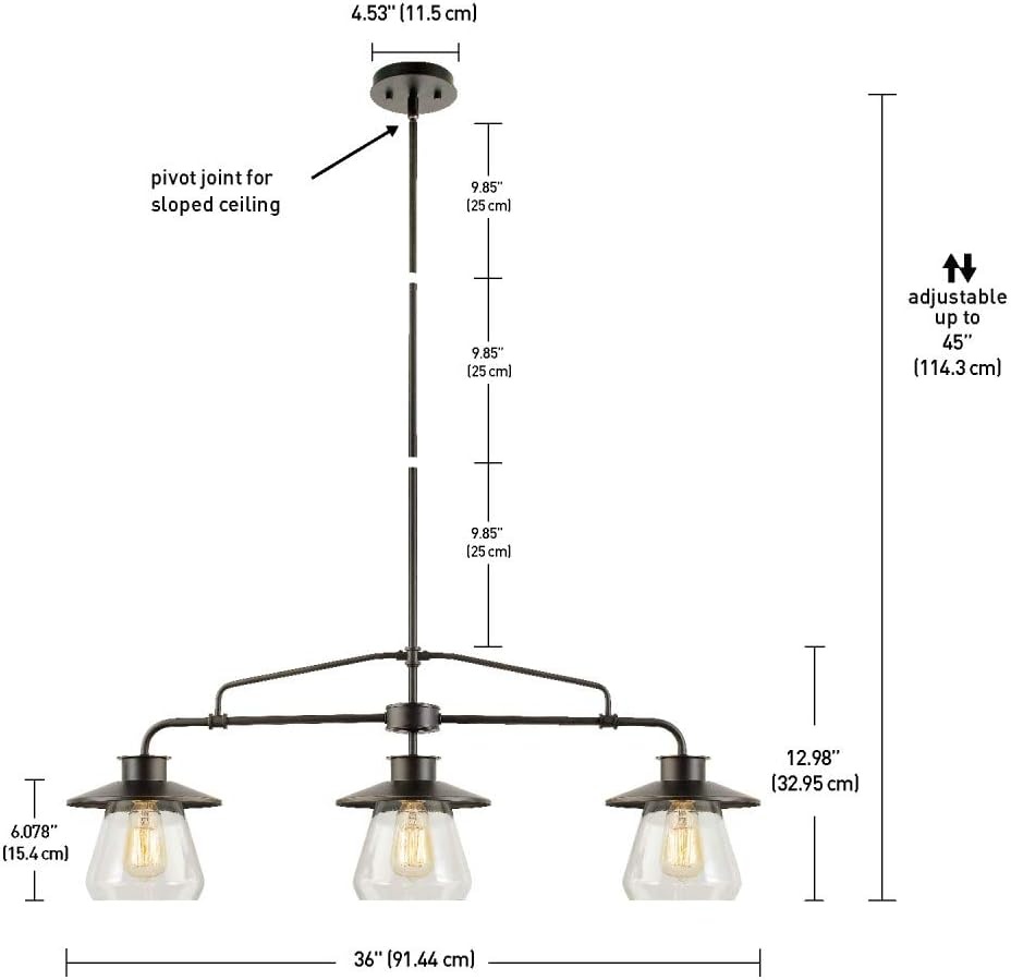 image:imageGlobe Electric 64847 Nate 1Light Pendant Oil Rubbed Bronze Clear Glass ShadeOil Rubbed Bronze 3Light