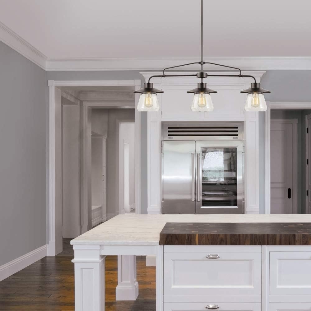 image:imageGlobe Electric 64847 Nate 1Light Pendant Oil Rubbed Bronze Clear Glass ShadeOil Rubbed Bronze 3Light