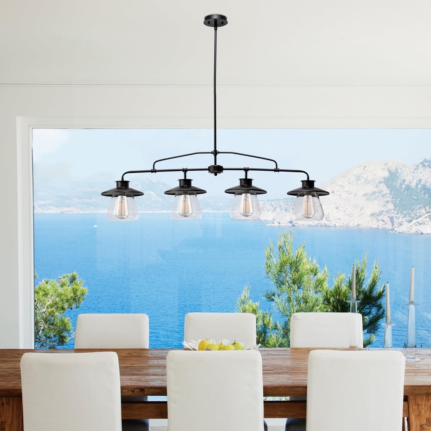 image:imageGlobe Electric 64847 Nate 1Light Pendant Oil Rubbed Bronze Clear Glass ShadeOil Rubbed Bronze 4Light
