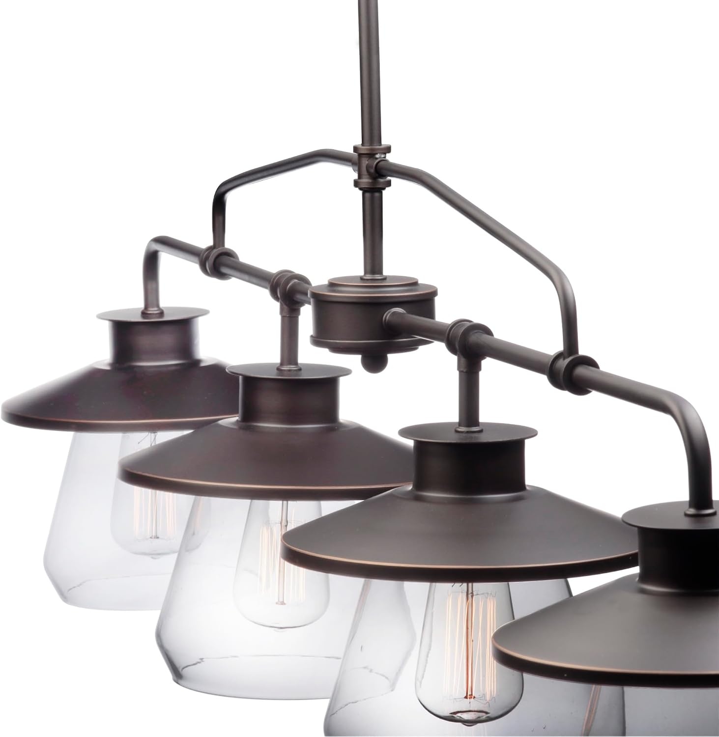 image:imageGlobe Electric 64847 Nate 1Light Pendant Oil Rubbed Bronze Clear Glass ShadeOil Rubbed Bronze 4Light