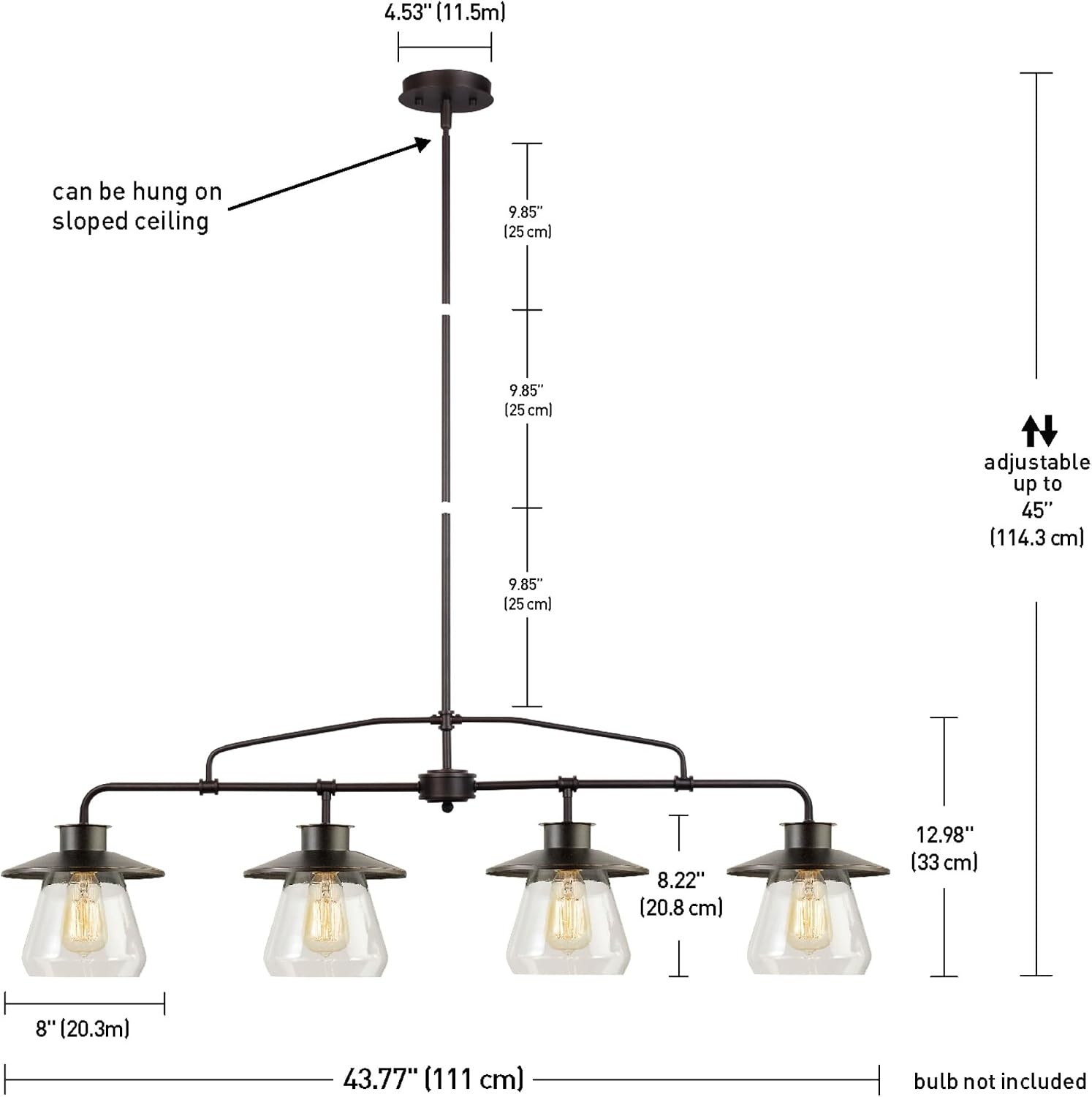 image:imageGlobe Electric 64847 Nate 1Light Pendant Oil Rubbed Bronze Clear Glass ShadeOil Rubbed Bronze 4Light