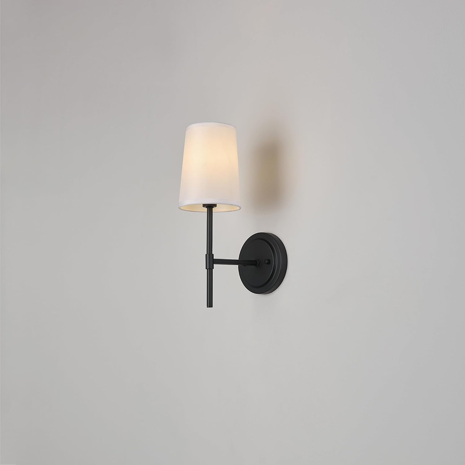 image:imageGlobe Electric 65000043 1Light Plugin or Hardwire Wall Sconce Matte Black White Fabric Shade Swing Arm 6ft Black Braided Fabric Cord OnOff Pull Chain Wall Lights for Living Room Home DcorMatte Black White Shade