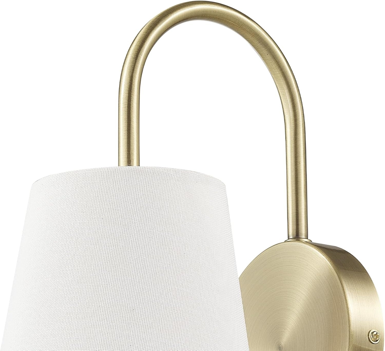 image:imageGlobe Electric 65000043 1Light Plugin or Hardwire Wall Sconce Matte Black White Fabric Shade Swing Arm 6ft Black Braided Fabric Cord OnOff Pull Chain Wall Lights for Living Room Home DcorMatte Brass White Textured Shade
