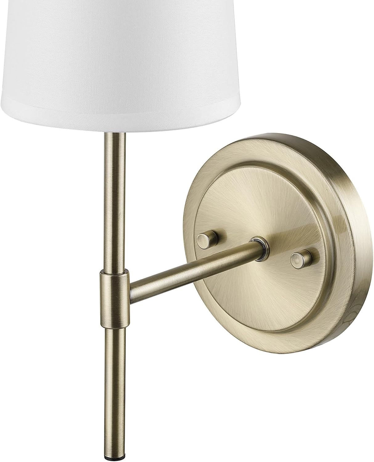 image:imageGlobe Electric 65000043 1Light Plugin or Hardwire Wall Sconce Matte Black White Fabric Shade Swing Arm 6ft Black Braided Fabric Cord OnOff Pull Chain Wall Lights for Living Room Home DcorMatte Brass White Shade
