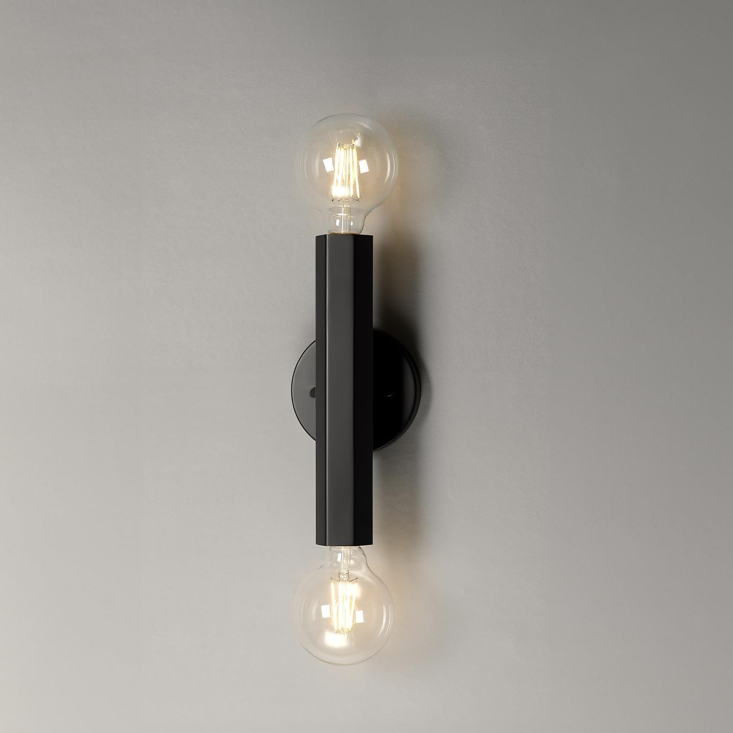 image:imageGlobe Electric 65000044 2Light Wall Sconce Matte Black Antique Brass Accent E12 Base Sockets Lights for Living Room Home Decor Lighting Mounted Bedside LampMatte Black Noah