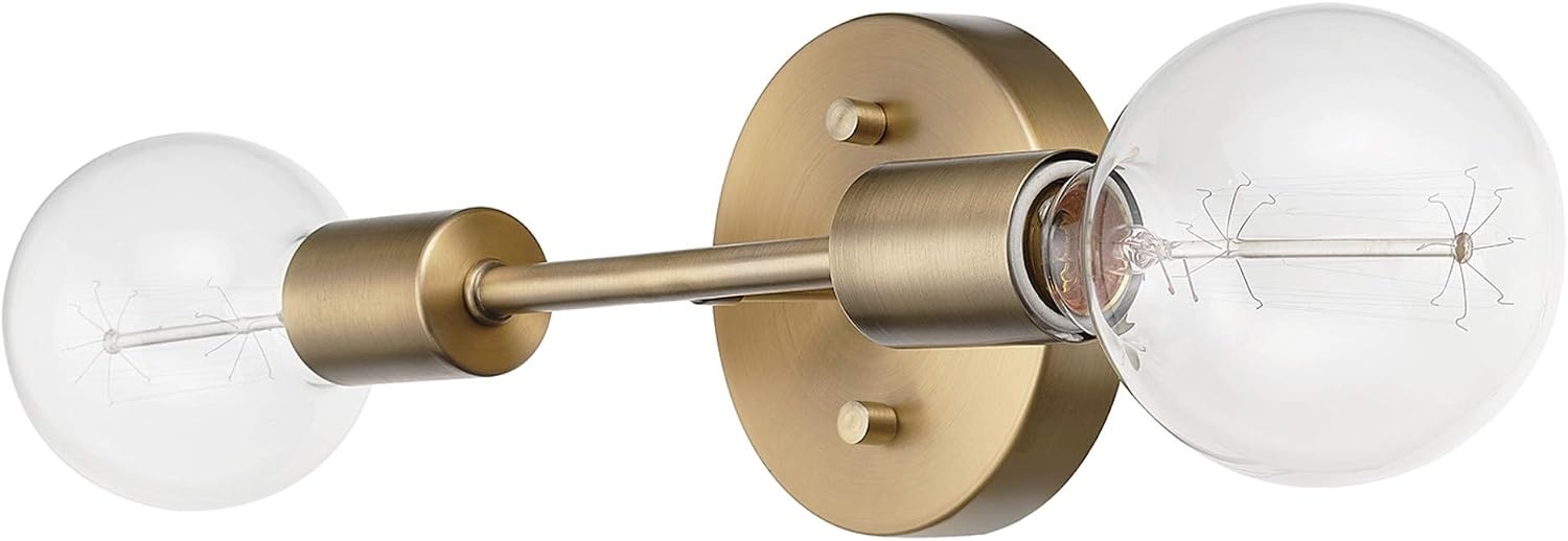 image:imageGlobe Electric 65000044 2Light Wall Sconce Matte Black Antique Brass Accent E12 Base Sockets Lights for Living Room Home Decor Lighting Mounted Bedside LampMatte Brass Alexandria