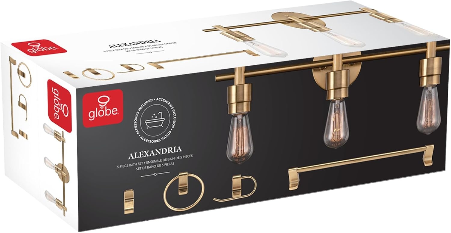 image:imageGlobe Electric 65000044 2Light Wall Sconce Matte Black Antique Brass Accent E12 Base Sockets Lights for Living Room Home Decor Lighting Mounted Bedside LampBrass Alexandria