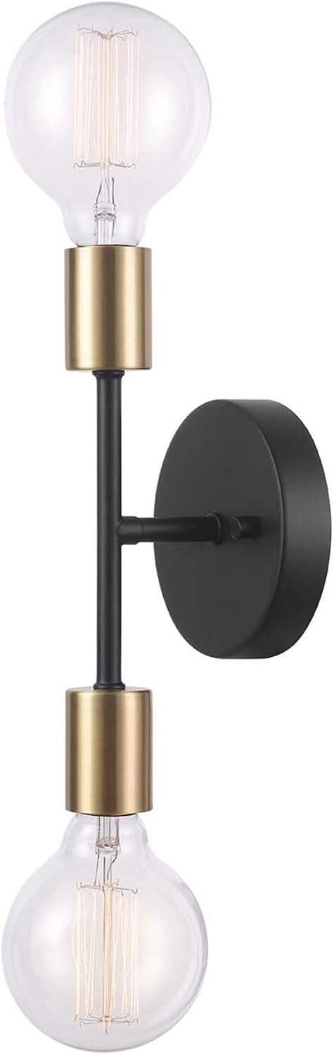 image:imageGlobe Electric 65000044 2Light Wall Sconce Matte Black Antique Brass Accent E12 Base Sockets Lights for Living Room Home Decor Lighting Mounted Bedside LampMatte Black Brass Alexandria