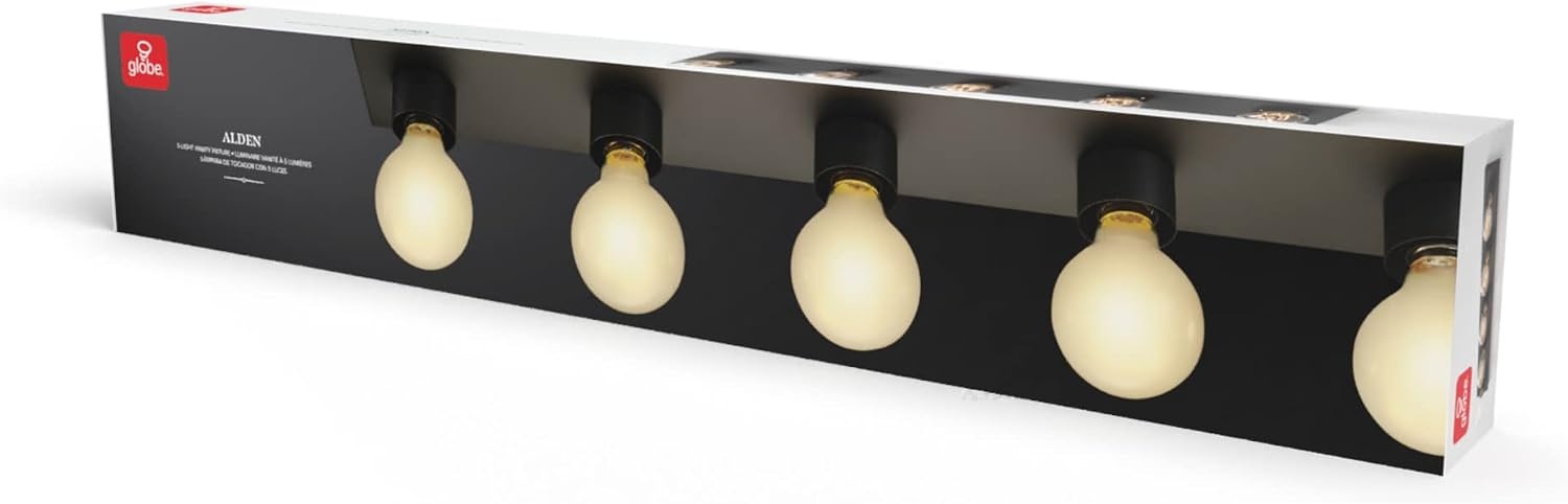 image:imageGlobe Electric 65000044 2Light Wall Sconce Matte Black Antique Brass Accent E12 Base Sockets Lights for Living Room Home Decor Lighting Mounted Bedside LampMatte Black Alden