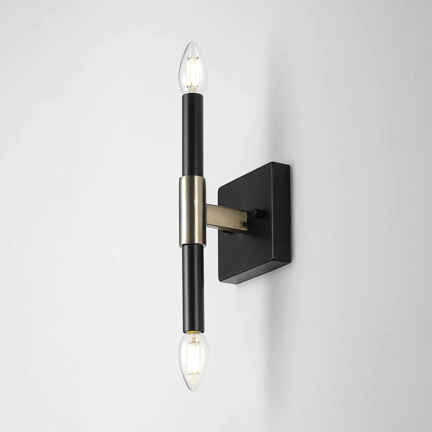 image:imageGlobe Electric 65000044 2Light Wall Sconce Matte Black Antique Brass Accent E12 Base Sockets Lights for Living Room Home Decor Lighting Mounted Bedside LampBlack Finnick