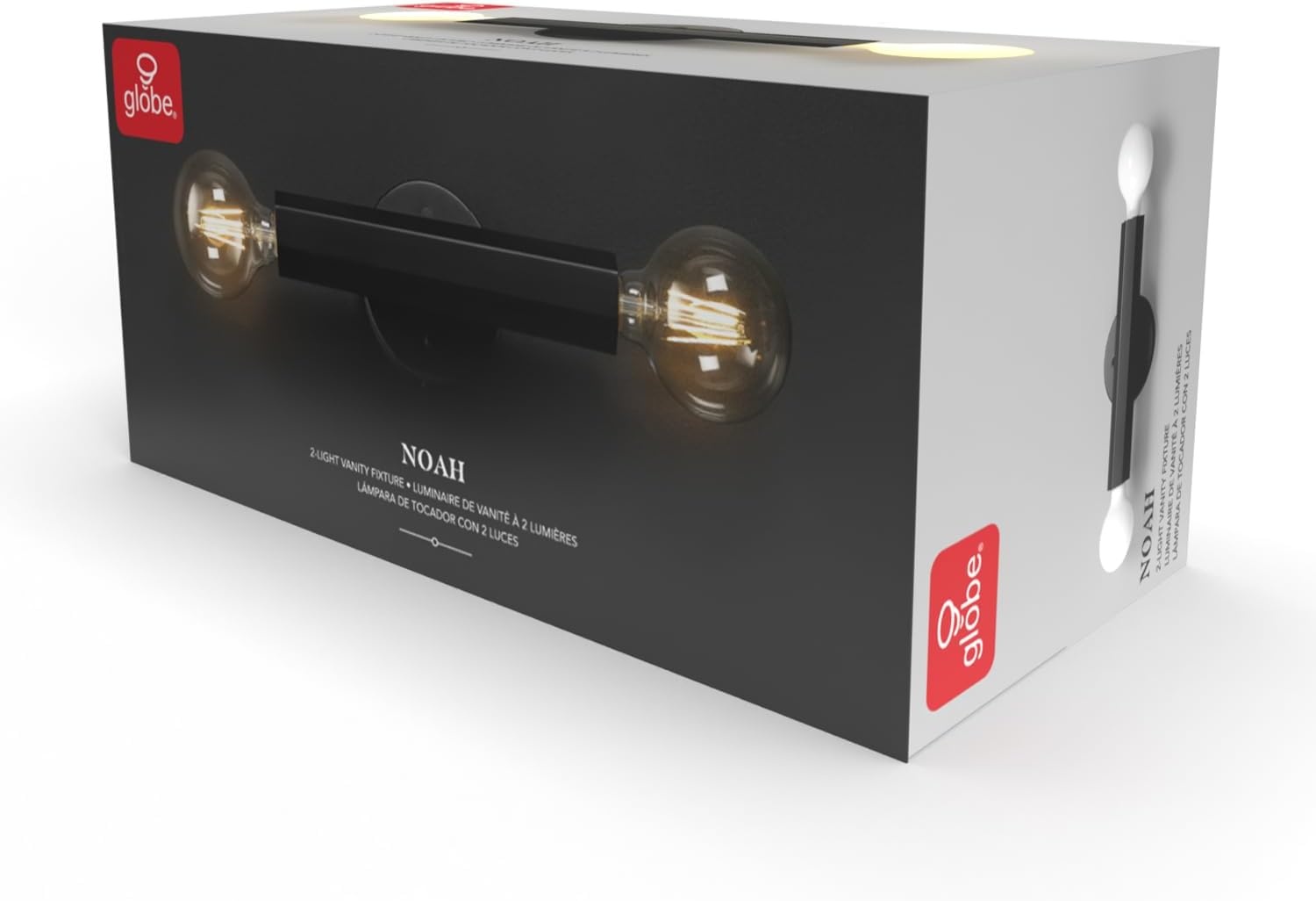 image:imageGlobe Electric 65000044 2Light Wall Sconce Matte Black Antique Brass Accent E12 Base Sockets Lights for Living Room Home Decor Lighting Mounted Bedside LampMatte Black Noah
