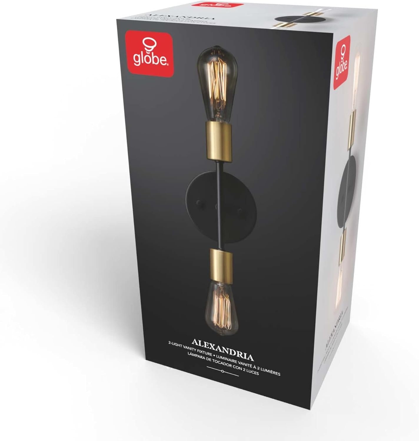 image:imageGlobe Electric 65000044 2Light Wall Sconce Matte Black Antique Brass Accent E12 Base Sockets Lights for Living Room Home Decor Lighting Mounted Bedside LampMatte Black Brass Alexandria