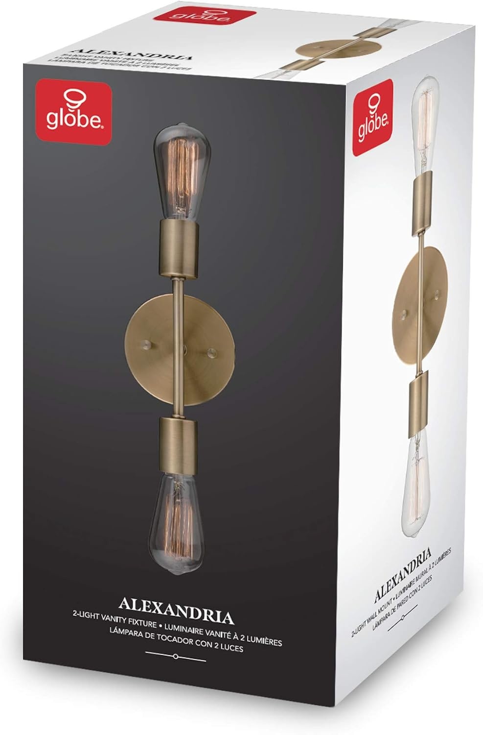 image:imageGlobe Electric 65000044 2Light Wall Sconce Matte Black Antique Brass Accent E12 Base Sockets Lights for Living Room Home Decor Lighting Mounted Bedside LampMatte Brass Alexandria