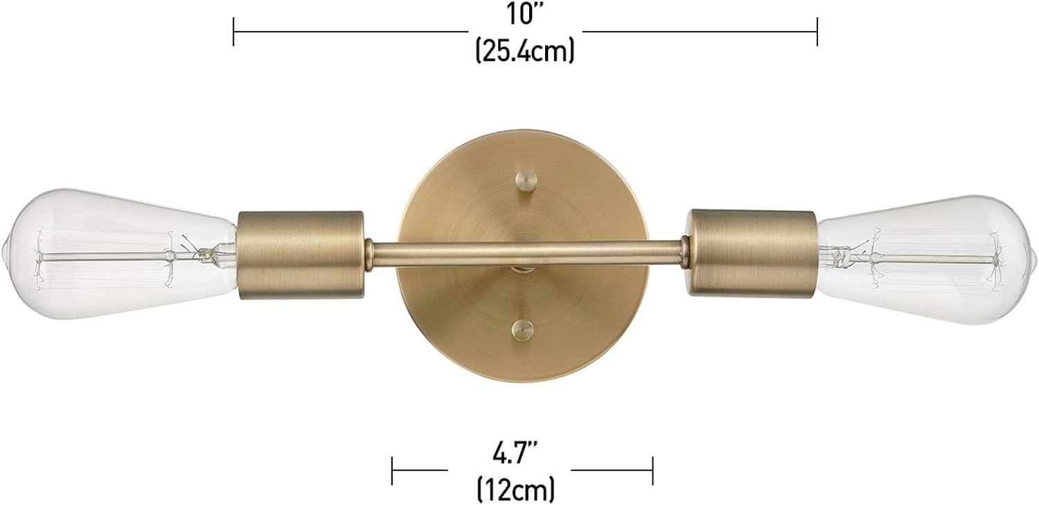 image:imageGlobe Electric 65000044 2Light Wall Sconce Matte Black Antique Brass Accent E12 Base Sockets Lights for Living Room Home Decor Lighting Mounted Bedside LampMatte Brass Alexandria