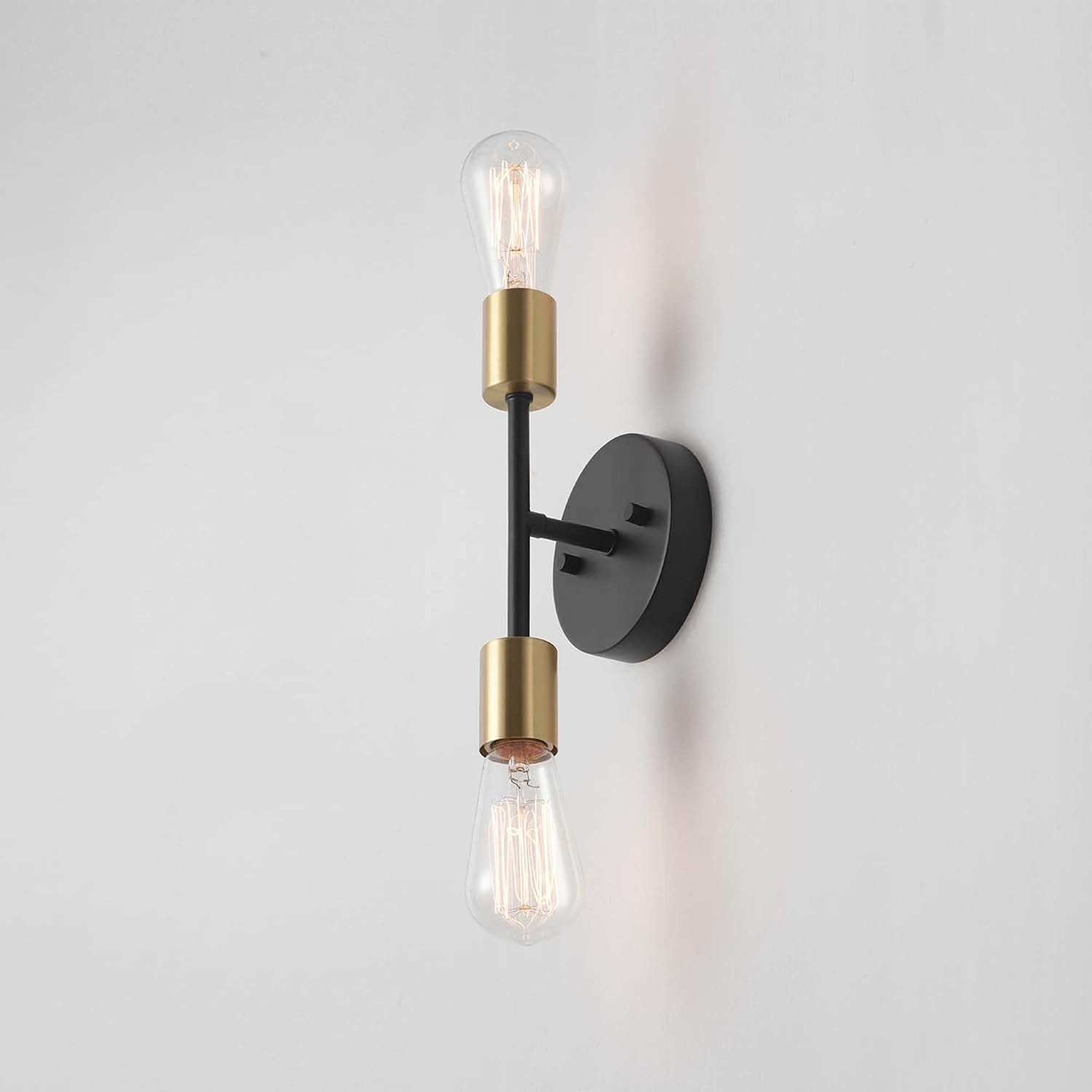 image:imageGlobe Electric 65000044 2Light Wall Sconce Matte Black Antique Brass Accent E12 Base Sockets Lights for Living Room Home Decor Lighting Mounted Bedside LampMatte Black Brass Alexandria