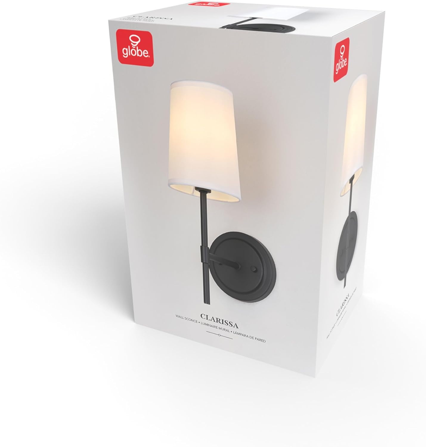 image:imageGlobe Electric 65000132 Rechargeable Battery Wall Sconce Integrated LED Matte Black Finish White Fabric Shade 3Step Touch Dimming Timer USBC Charging Wireless Modern LightingMatte Black White Shade
