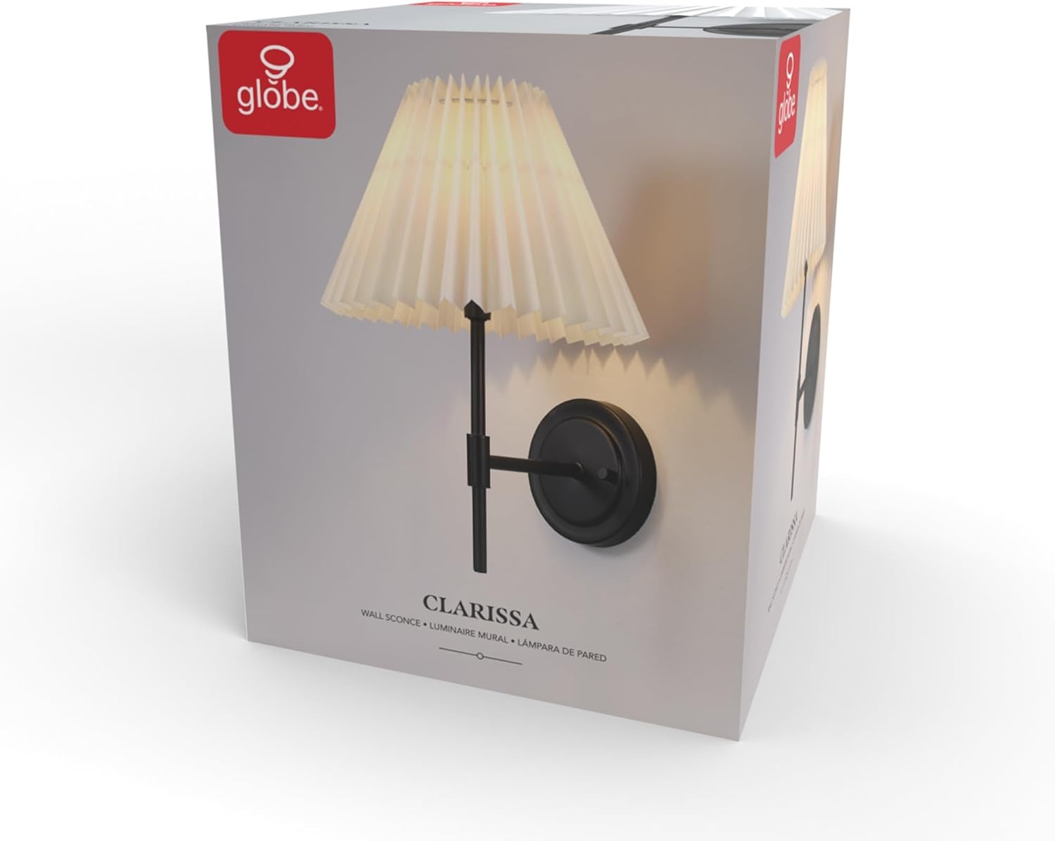 image:imageGlobe Electric 65000132 Rechargeable Battery Wall Sconce Integrated LED Matte Black Finish White Fabric Shade 3Step Touch Dimming Timer USBC Charging Wireless Modern LightingMatte Black White Pleated Shade