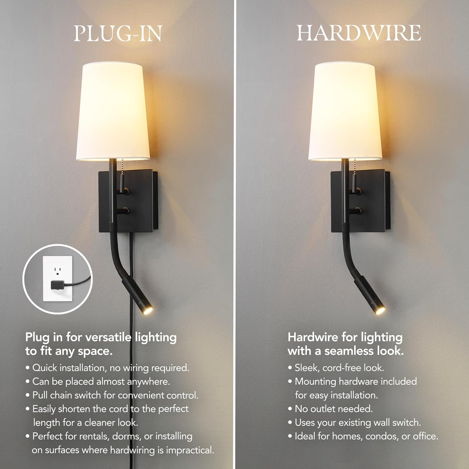 image:imageGlobe Electric 65000132 Rechargeable Battery Wall Sconce Integrated LED Matte Black Finish White Fabric Shade 3Step Touch Dimming Timer USBC Charging Wireless Modern LightingMatte Black White Fabric Shade