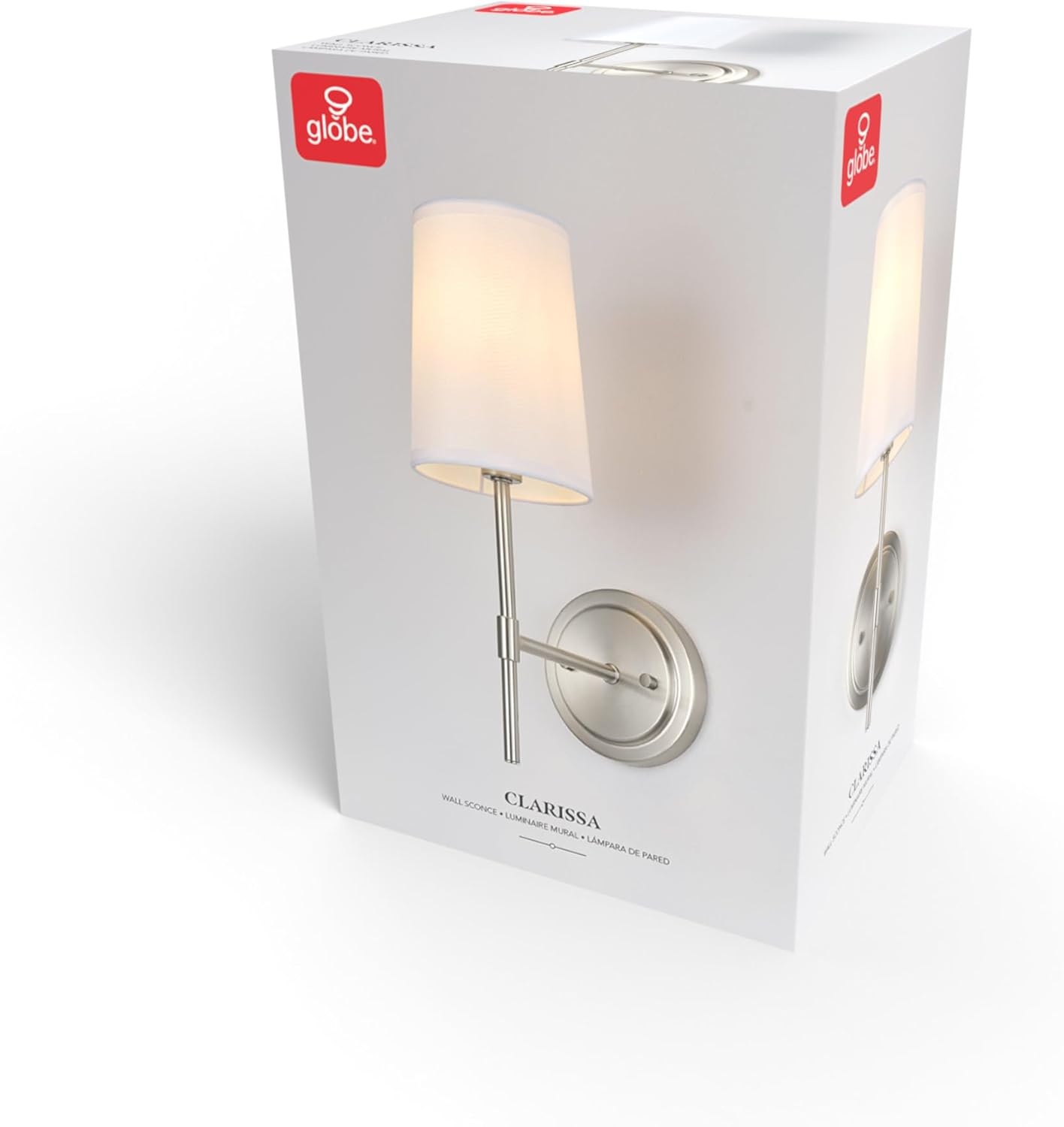 image:imageGlobe Electric 65000132 Rechargeable Battery Wall Sconce Integrated LED Matte Black Finish White Fabric Shade 3Step Touch Dimming Timer USBC Charging Wireless Modern LightingBrushed Nickel White Shade