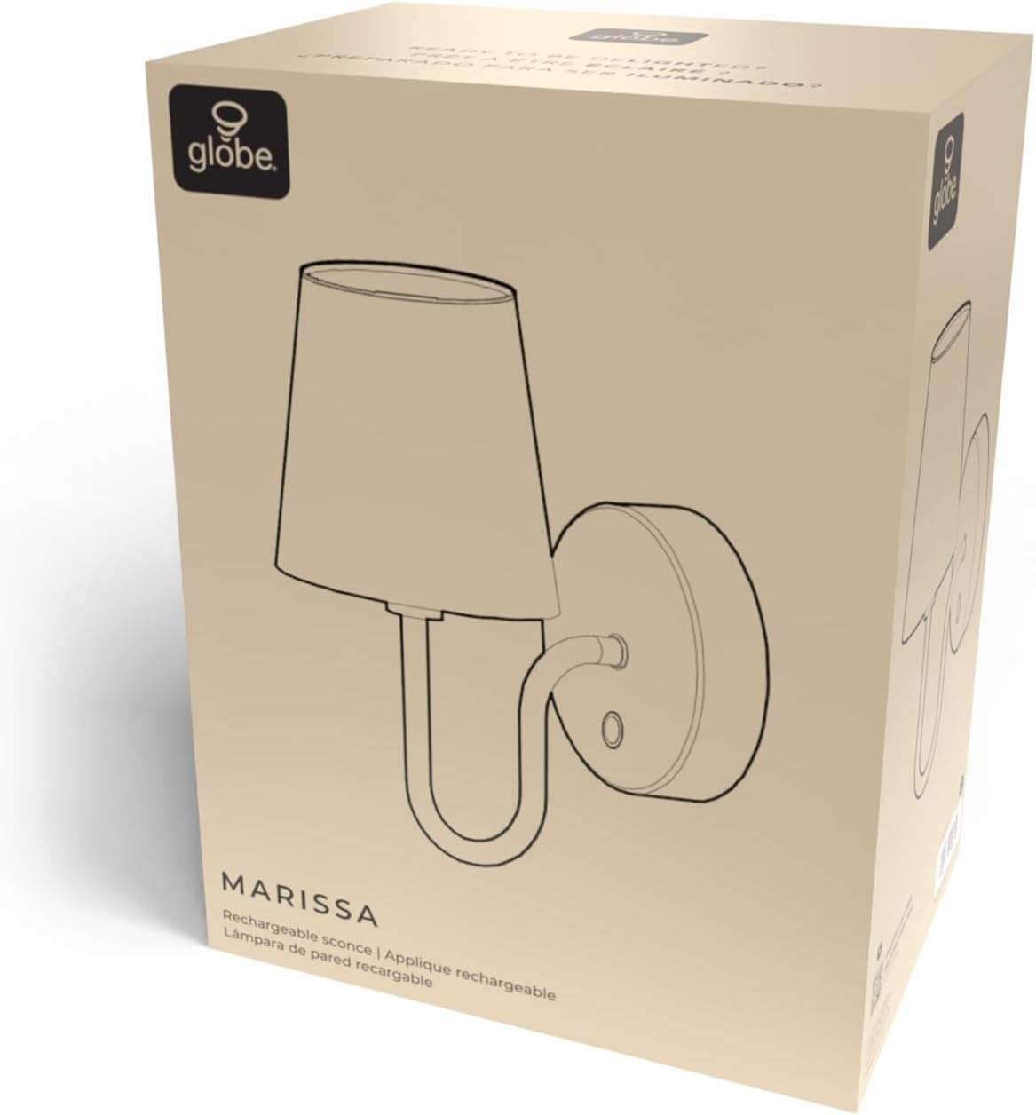 image:imageGlobe Electric 65000132 Rechargeable Battery Wall Sconce Integrated LED Matte Black Finish White Fabric Shade 3Step Touch Dimming Timer USBC Charging Wireless Modern LightingMatte Black Marissa