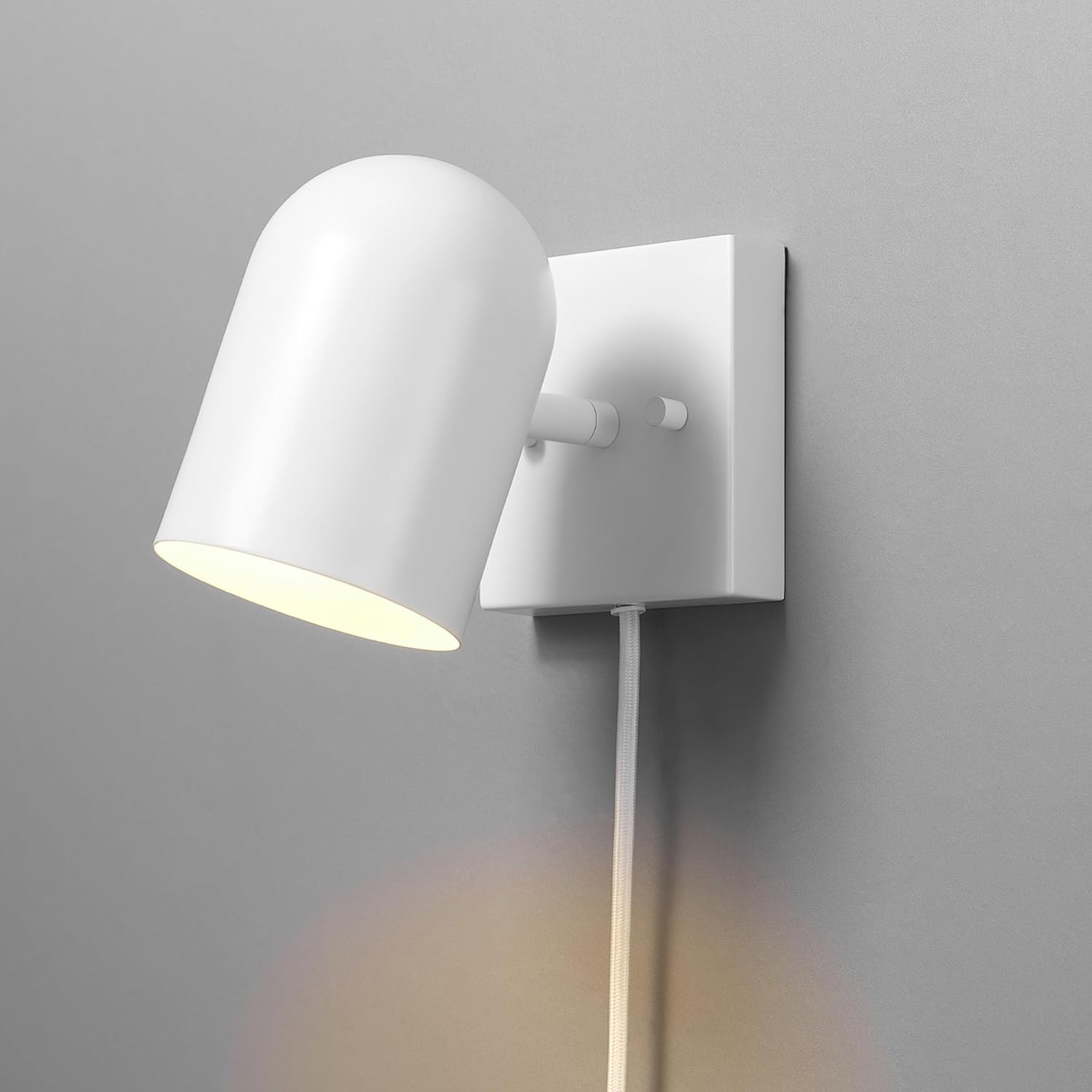 image:imageGlobe Electric 65000146 1Light Plugin or Hardwire Wall Sconce Matte White 6ft White Braided Fabric Cord inLine Rocker Switch Wall Lights for Living Room Home Dcor