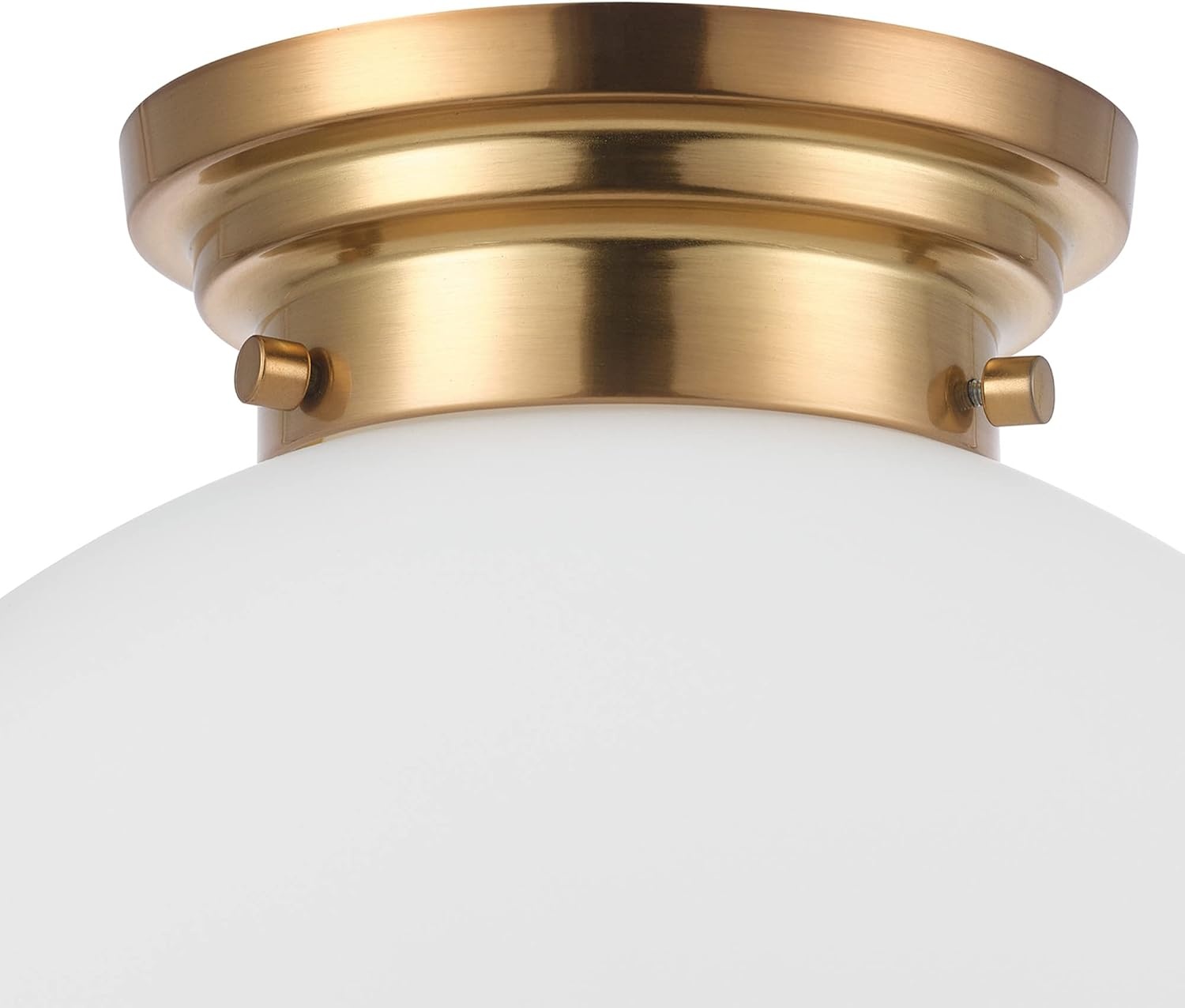 image:imageGlobe Electric 65694 Portland 1Light SemiFlush Mount Ceiling Lighting Matte Brass Opal Glass Shade Bulb Not Included