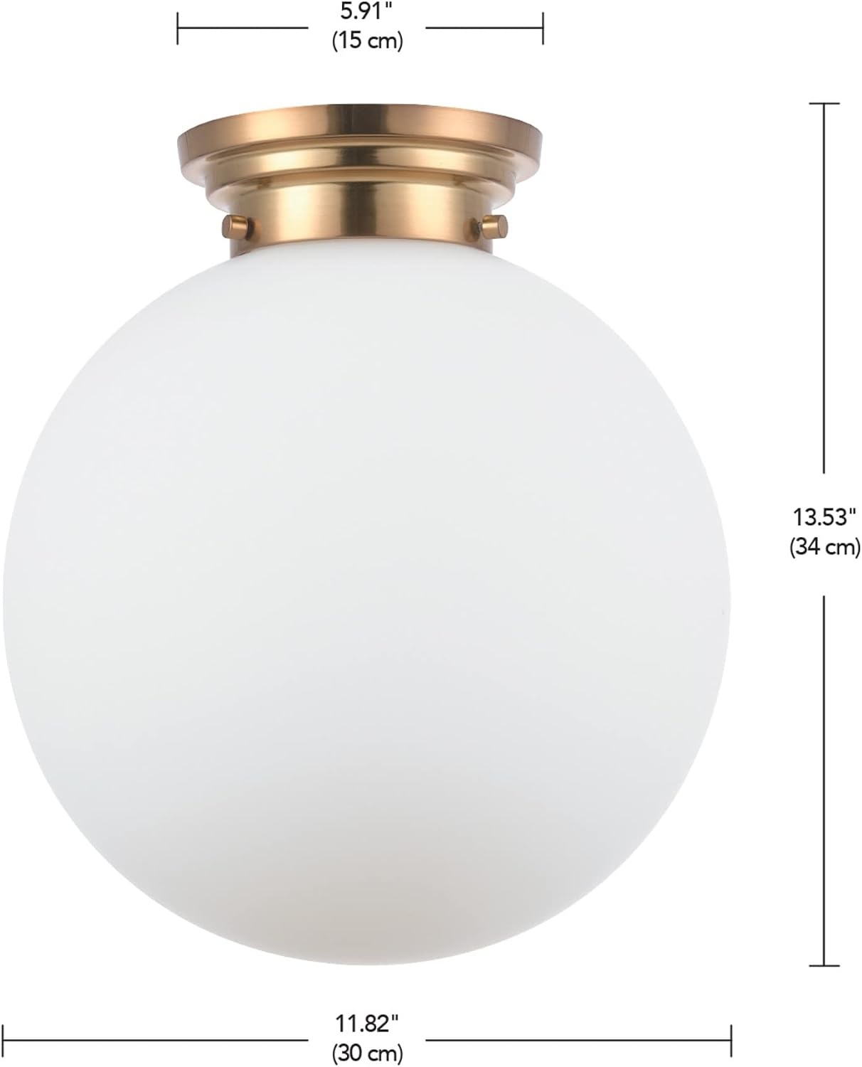 image:imageGlobe Electric 65694 Portland 1Light SemiFlush Mount Ceiling Lighting Matte Brass Opal Glass Shade Bulb Not Included