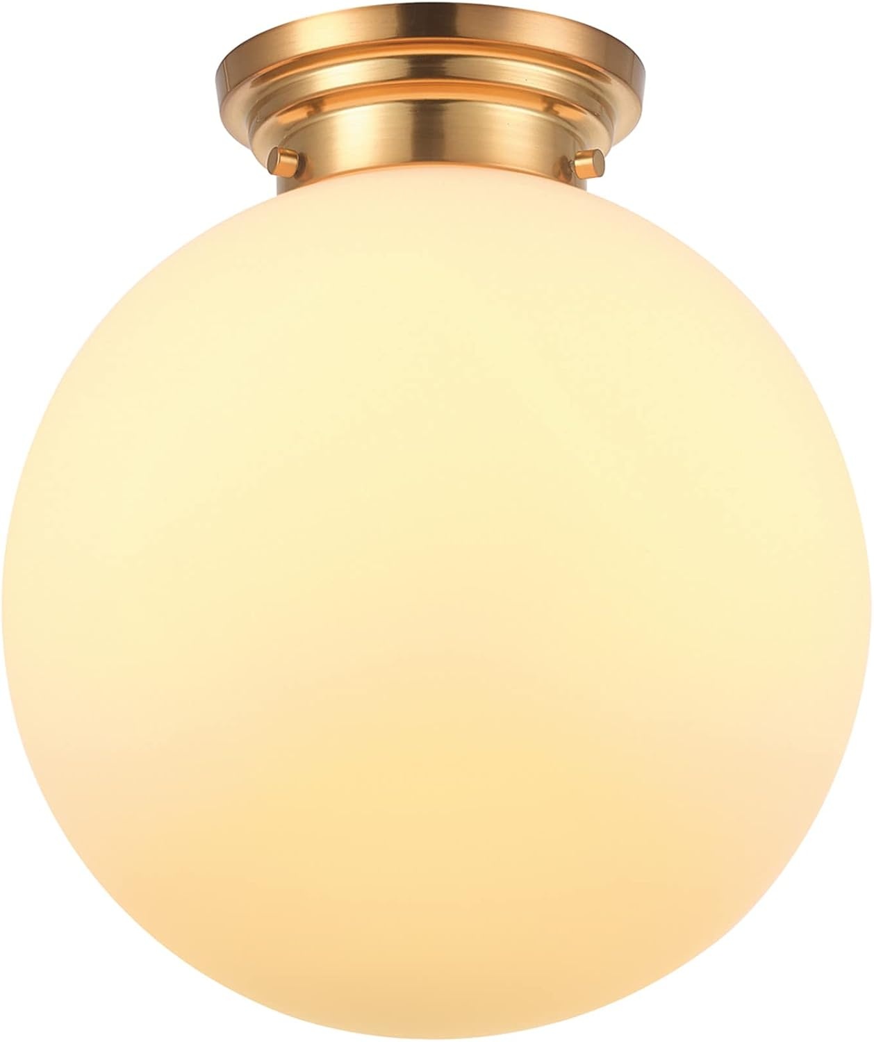 image:imageGlobe Electric 65694 Portland 1Light SemiFlush Mount Ceiling Lighting Matte Brass Opal Glass Shade Bulb Not Included