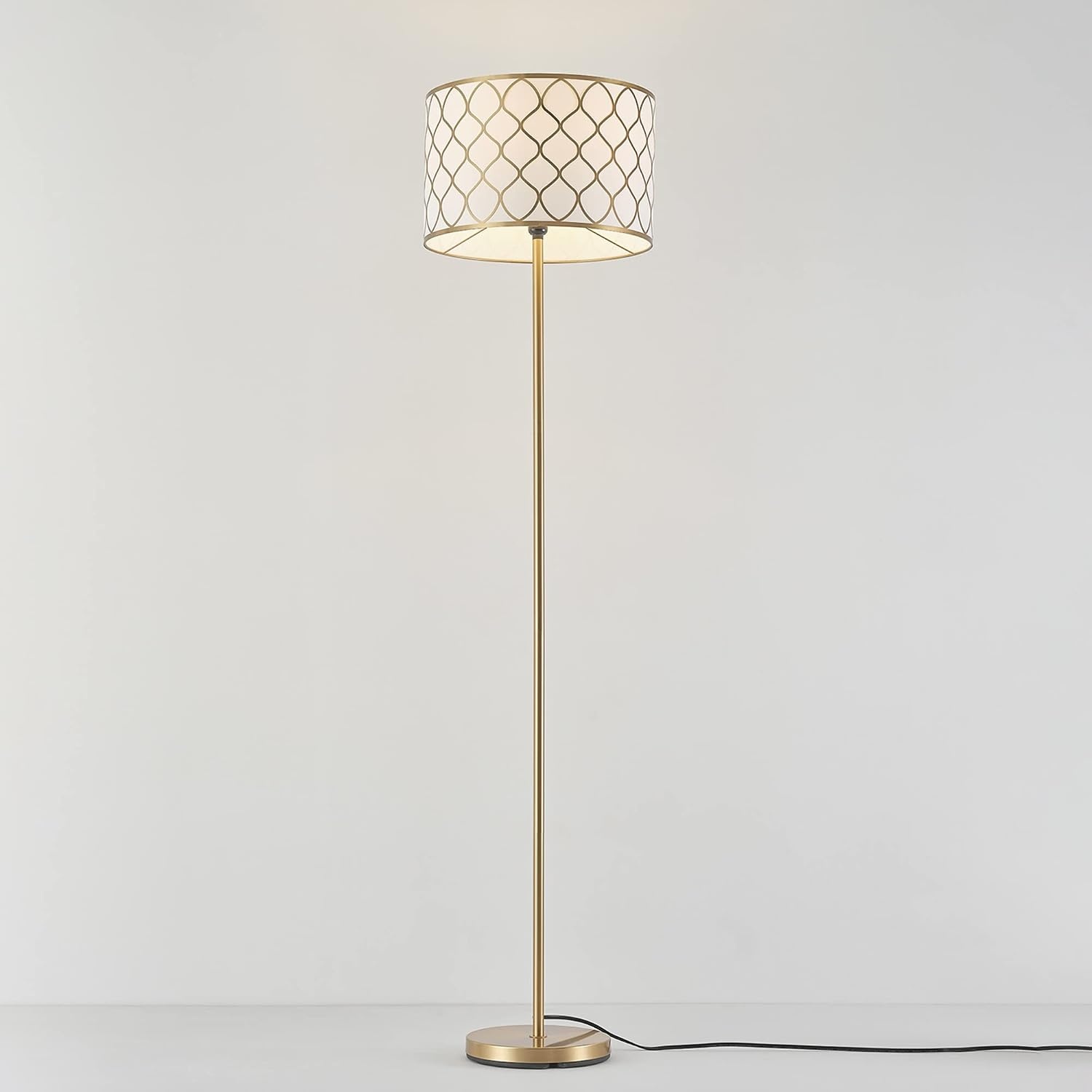 image:imageGlobe Electric 65787 Kinsley 65 Floor Lamp Matte Brass Metal Mesh Over Cotton Shade