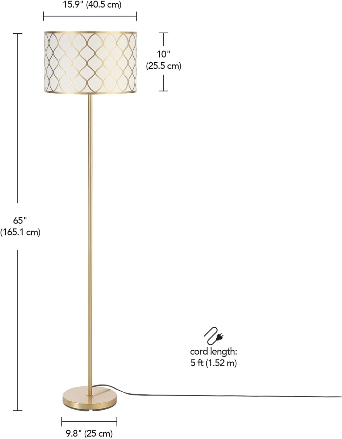 image:imageGlobe Electric 65787 Kinsley 65 Floor Lamp Matte Brass Metal Mesh Over Cotton Shade