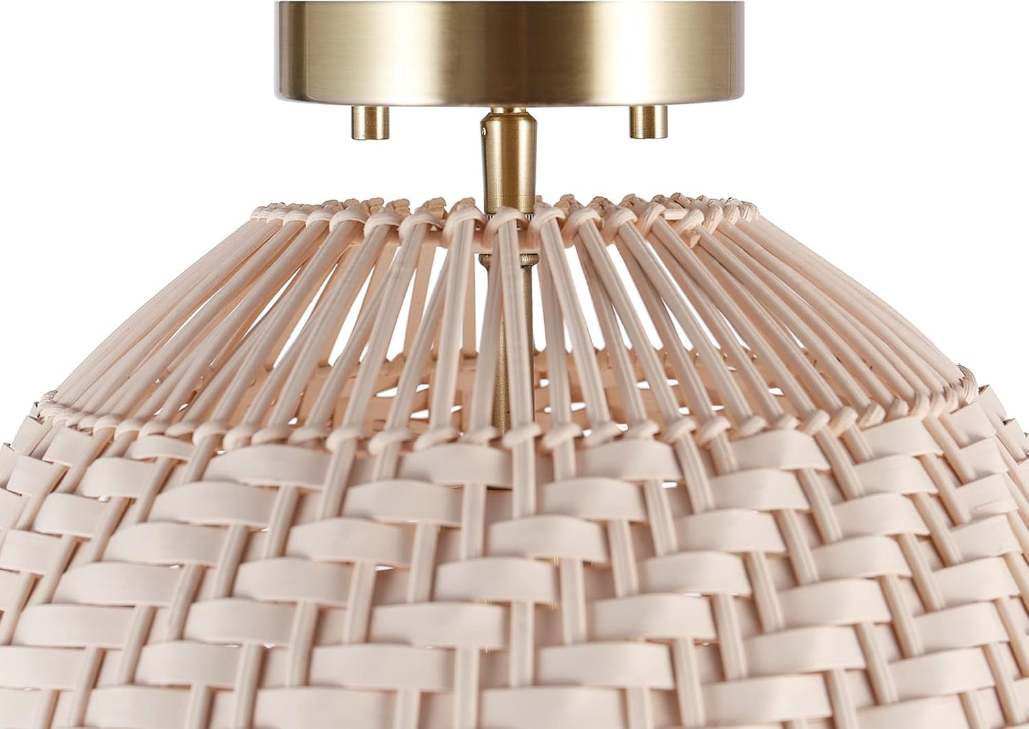 image:imageGlobe Electric 65790 1Light Flush Mount Ceiling Light Matte Brass Cream Rattan Shade