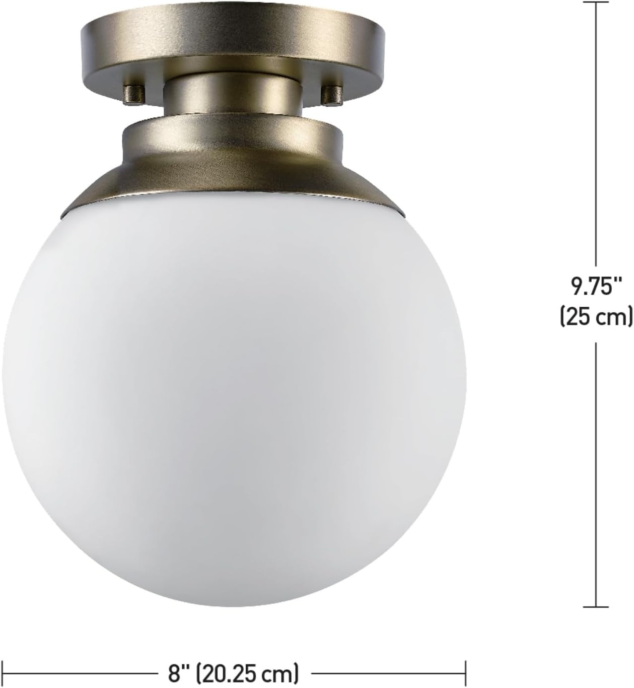 image:imageGlobe Electric 65792 Portland 1Light SemiFlush Mount Ceiling Light Brass Satin Finish Matte Opal White Glass Shade 991