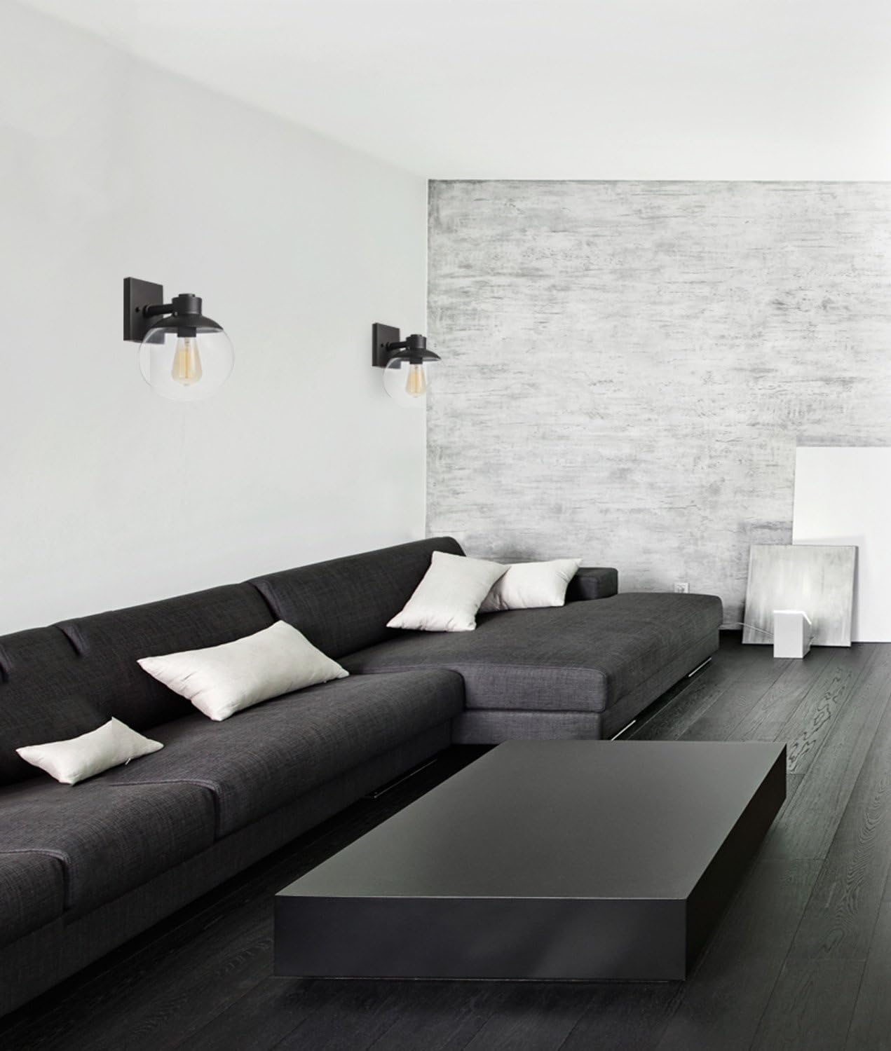 image:imageGlobe Electric 65851 Portland 1Light Wall Sconce Dark Bronze Clear Glass ShadeDark Bronze with Clear Glass