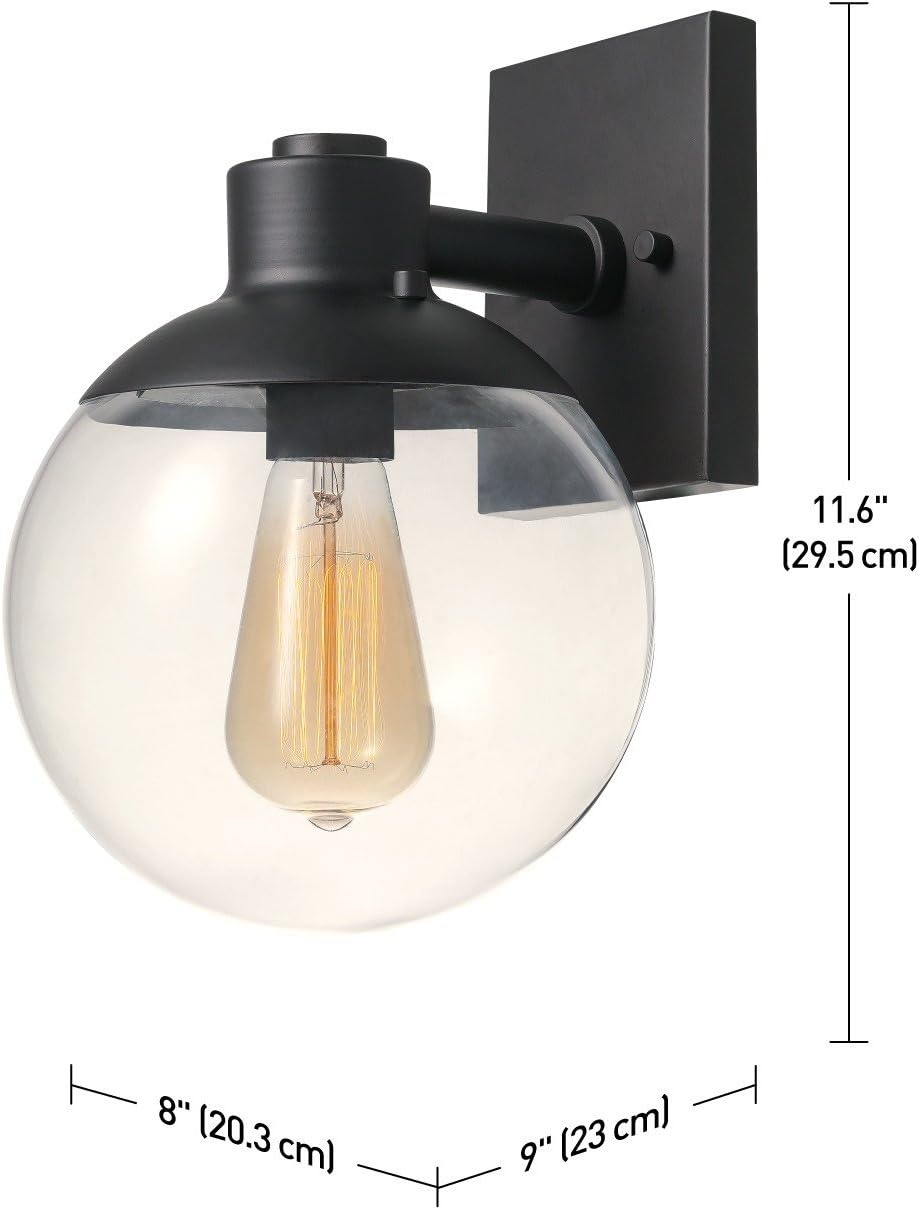 image:imageGlobe Electric 65851 Portland 1Light Wall Sconce Dark Bronze Clear Glass ShadeDark Bronze with Clear Glass