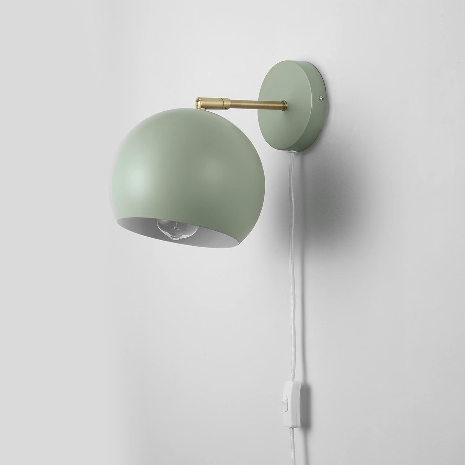 image:imageGlobe Electric 65866 Willow 1Light Plugin or Hardwire Wall Sconce Sage Green Matte Brass Accent Bulb Not Included