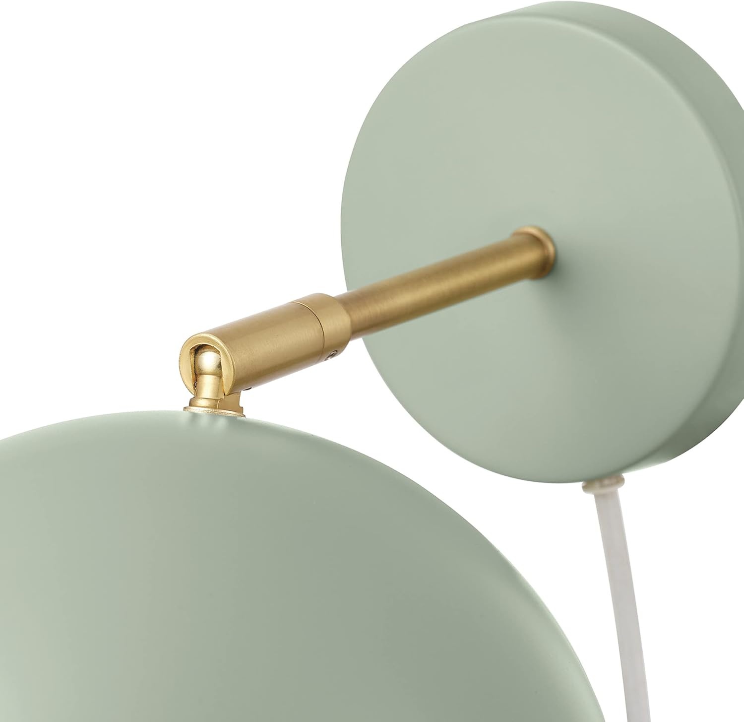 image:imageGlobe Electric 65866 Willow 1Light Plugin or Hardwire Wall Sconce Sage Green Matte Brass Accent Bulb Not Included