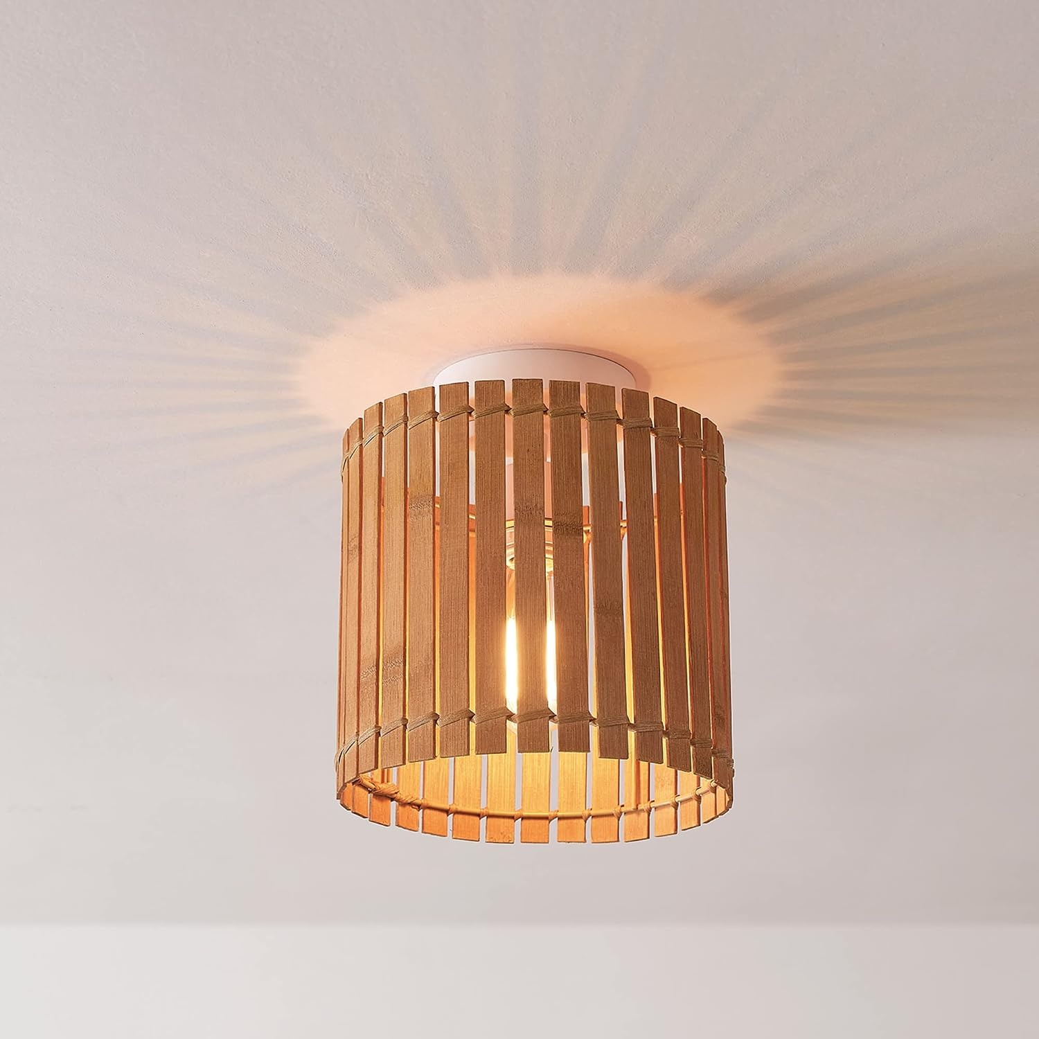 image:imageGlobe Electric 65902 1Light Flush Mount Ceiling Light Matte Black Paper Twine ShadeBali