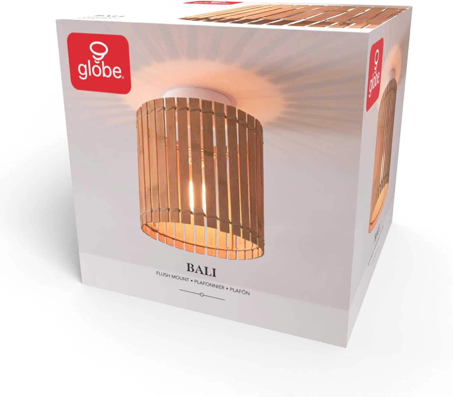 image:imageGlobe Electric 65902 1Light Flush Mount Ceiling Light Matte Black Paper Twine ShadeBali