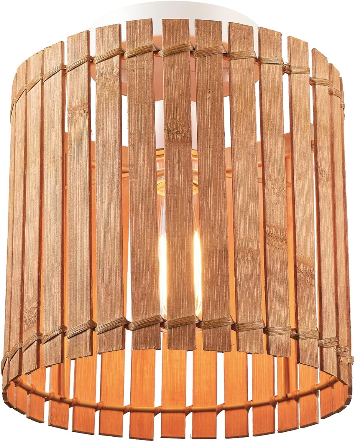 image:imageGlobe Electric 65902 1Light Flush Mount Ceiling Light Matte Black Paper Twine ShadeBali