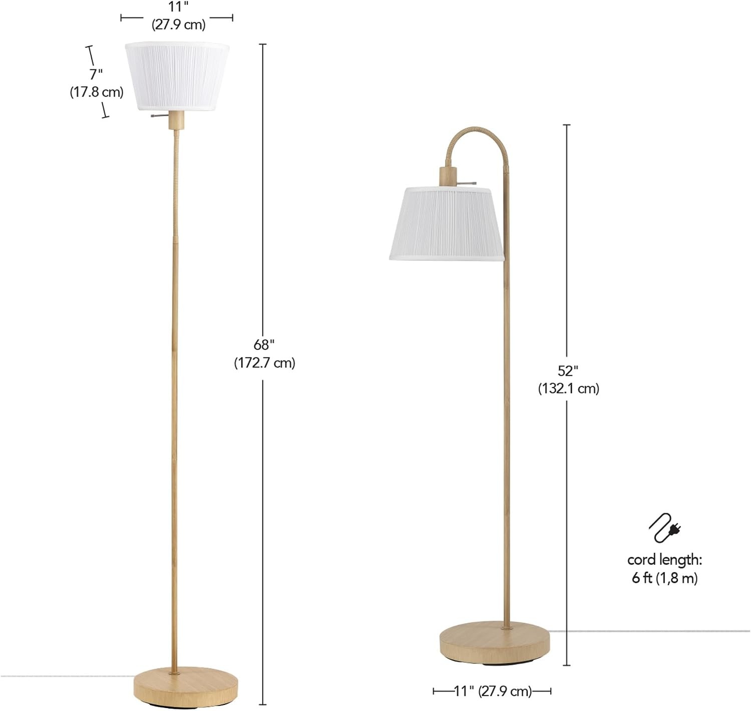 image:imageGlobe Electric 65907 52 Floor Lamp Light Faux Wood White Pattern Shade OnOff Rotary Switch on Socket