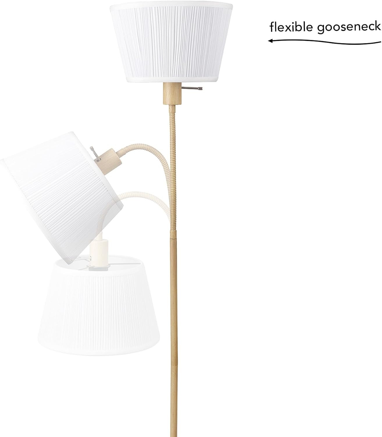 image:imageGlobe Electric 65907 52 Floor Lamp Light Faux Wood White Pattern Shade OnOff Rotary Switch on Socket