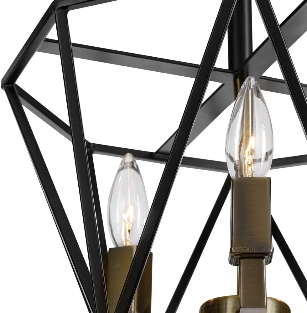 image:imageGlobe Electric 65979 Sansa 3Light SemiFlush Mount Ceiling Light Dark Bronze Finish Antique Brass Accents