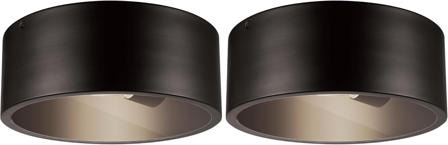image:imageGlobe Electric 66000038 185W LED Integrated Outdoor Indoor Flush Mount Ceiling Light Fixture Matte White Wood Toned Accent Home Improvement Front Porch LightingBronze Teagan