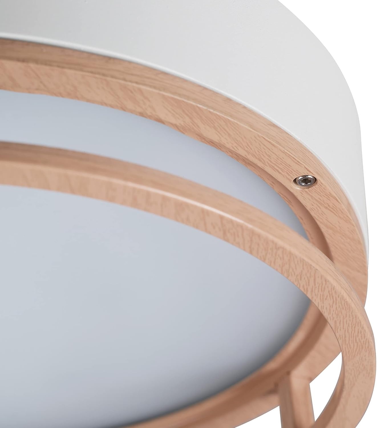 image:imageGlobe Electric 66000038 185W LED Integrated Outdoor Indoor Flush Mount Ceiling Light Fixture Matte White Wood Toned Accent Home Improvement Front Porch LightingWhite Ray