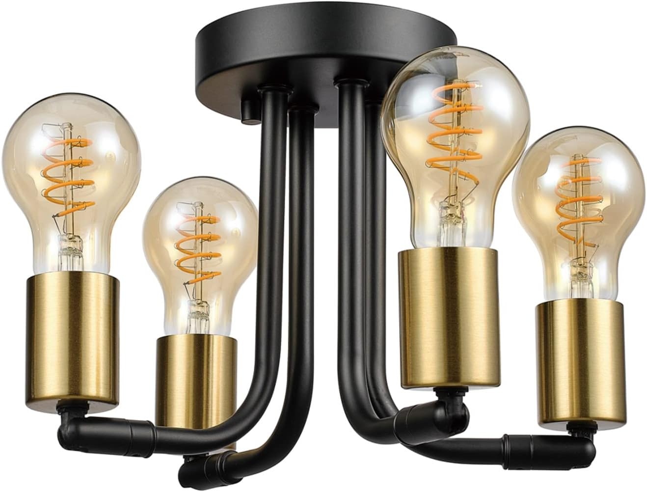 image:imageGlobe Electric 66000072 4Light Adjustable Socket SemiFlush Mount Ceiling Light Matte Black Matte Brass Accents Ceiling Light Fixture Home Improvement E26 Base Pivot Joint Exposed SocketSamuel