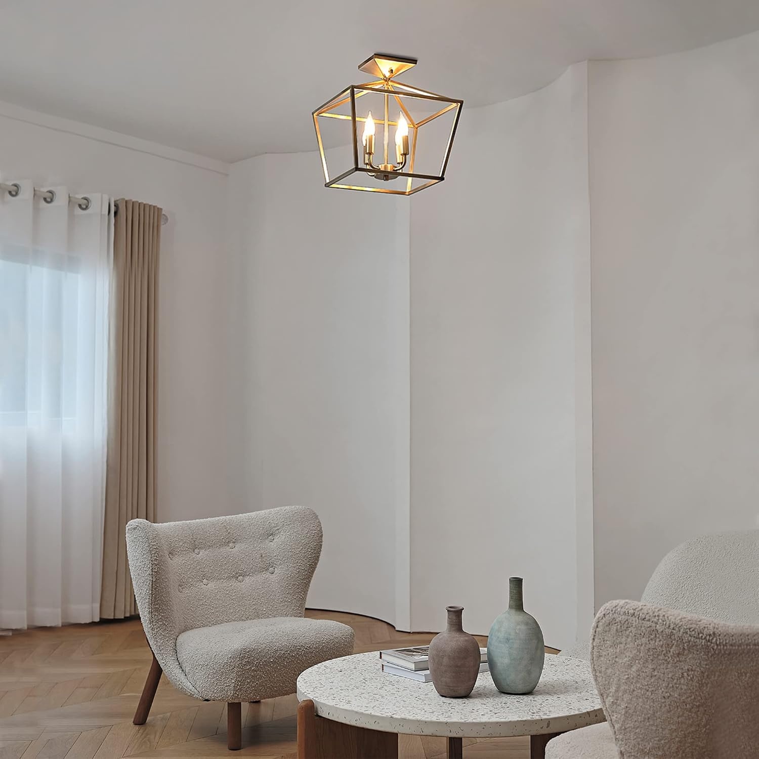 image:imageGlobe Electric 66000072 4Light Adjustable Socket SemiFlush Mount Ceiling Light Matte Black Matte Brass Accents Ceiling Light Fixture Home Improvement E26 Base Pivot Joint Exposed SocketBrass