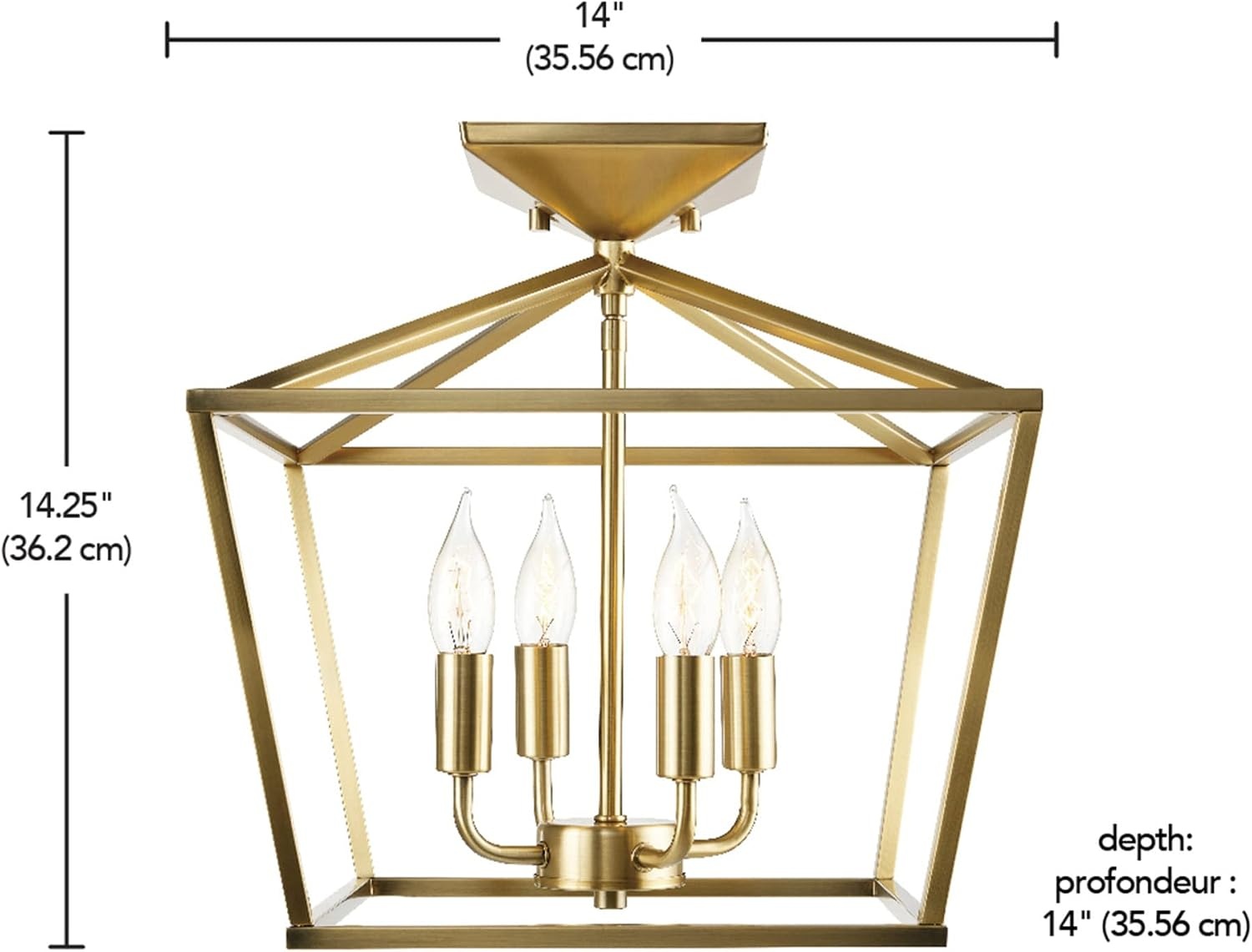 image:imageGlobe Electric 66000072 4Light Adjustable Socket SemiFlush Mount Ceiling Light Matte Black Matte Brass Accents Ceiling Light Fixture Home Improvement E26 Base Pivot Joint Exposed SocketBrass