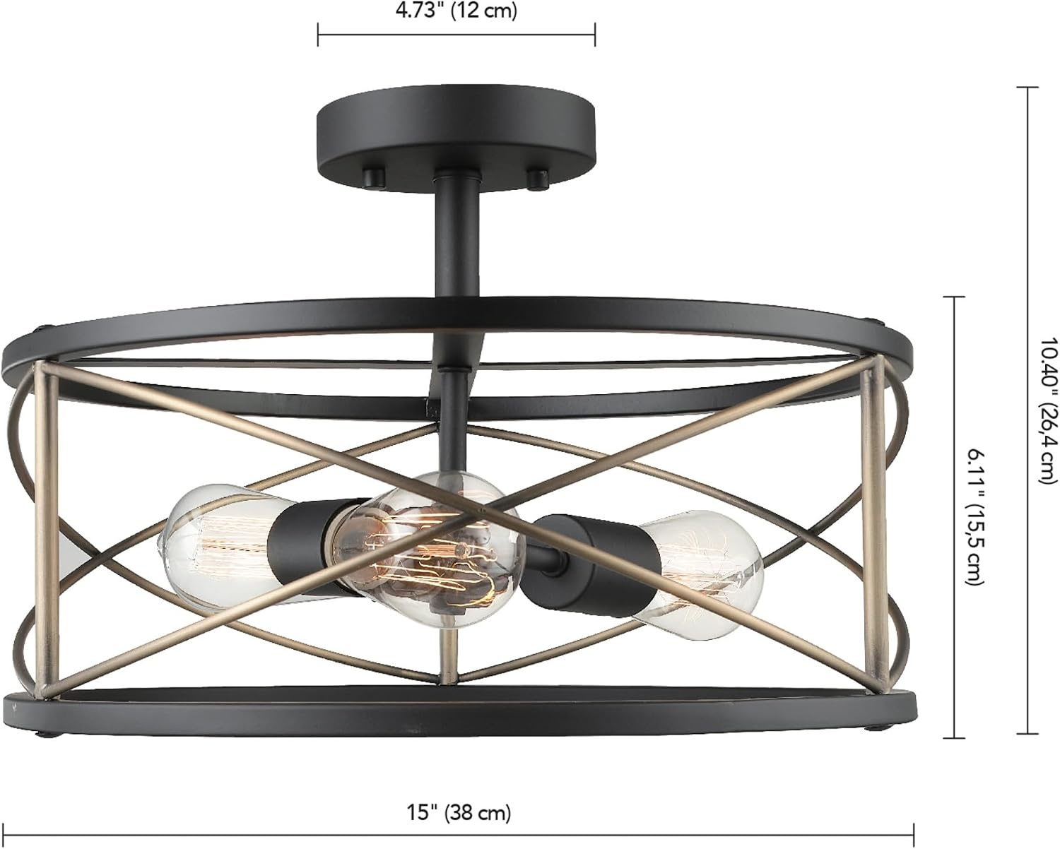 image:imageGlobe Electric 66000072 4Light Adjustable Socket SemiFlush Mount Ceiling Light Matte Black Matte Brass Accents Ceiling Light Fixture Home Improvement E26 Base Pivot Joint Exposed SocketClementine