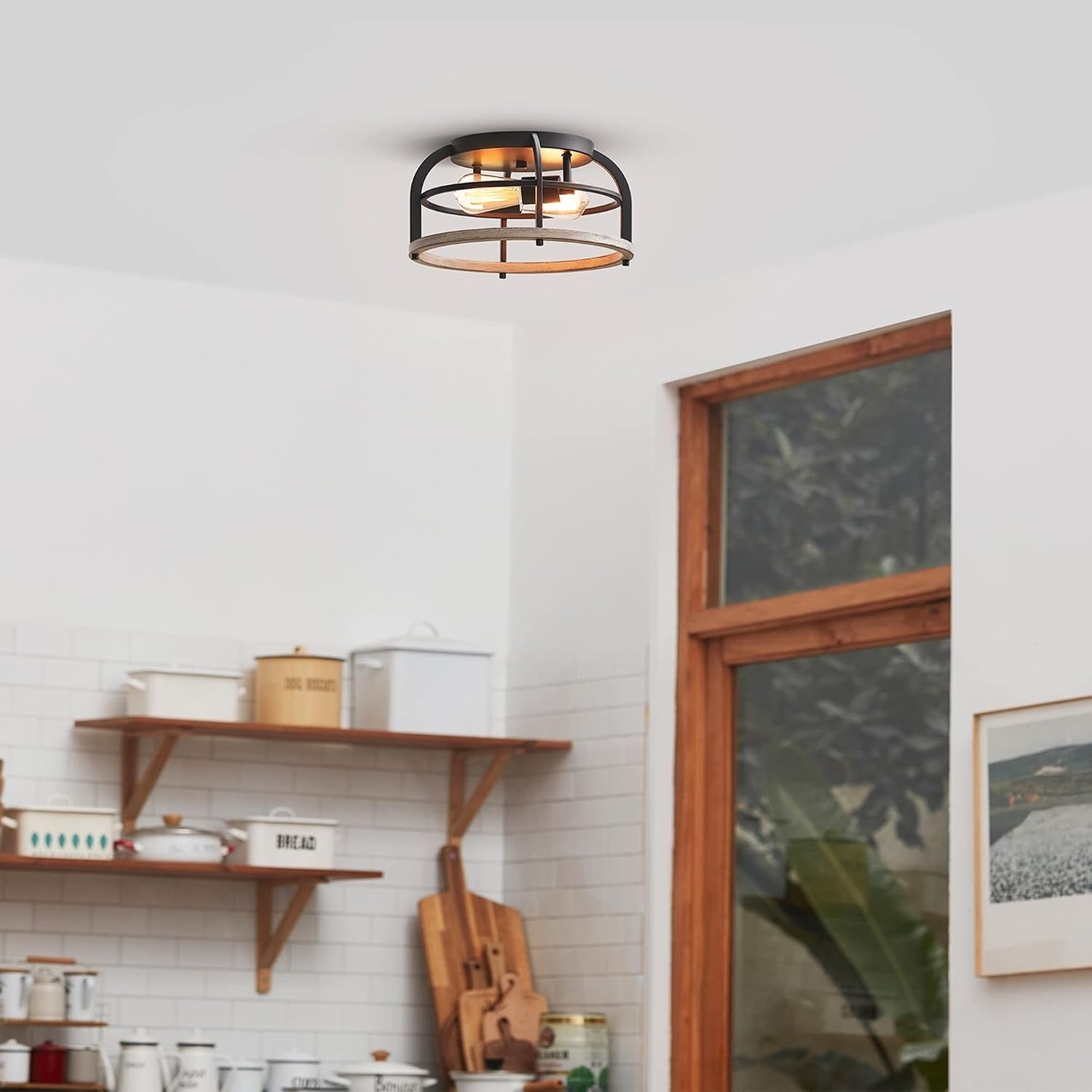image:imageGlobe Electric 66000072 4Light Adjustable Socket SemiFlush Mount Ceiling Light Matte Black Matte Brass Accents Ceiling Light Fixture Home Improvement E26 Base Pivot Joint Exposed SocketScout