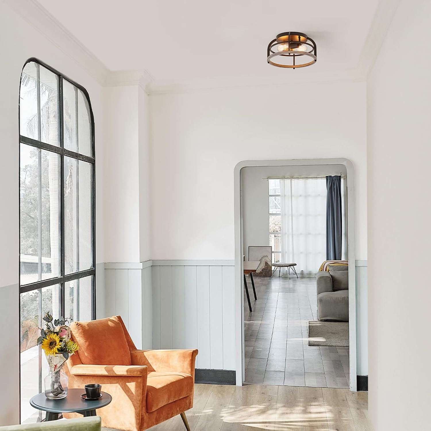 image:imageGlobe Electric 66000072 4Light Adjustable Socket SemiFlush Mount Ceiling Light Matte Black Matte Brass Accents Ceiling Light Fixture Home Improvement E26 Base Pivot Joint Exposed SocketScout
